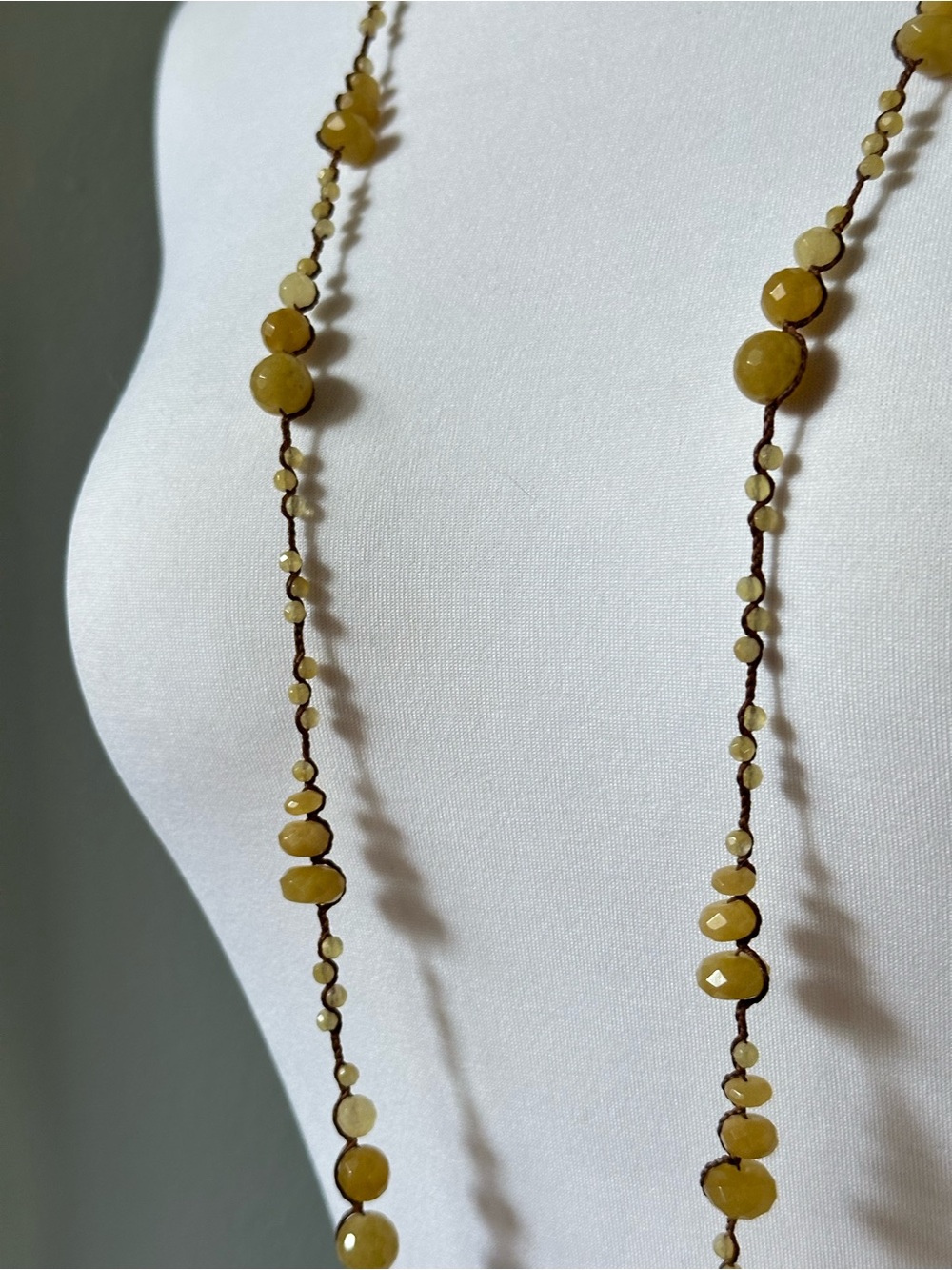 Chan Luu 925 Sterling Silver Yellow Stone Beaded Macrame 43" Long Necklace Fairy - Picture 3 of 7